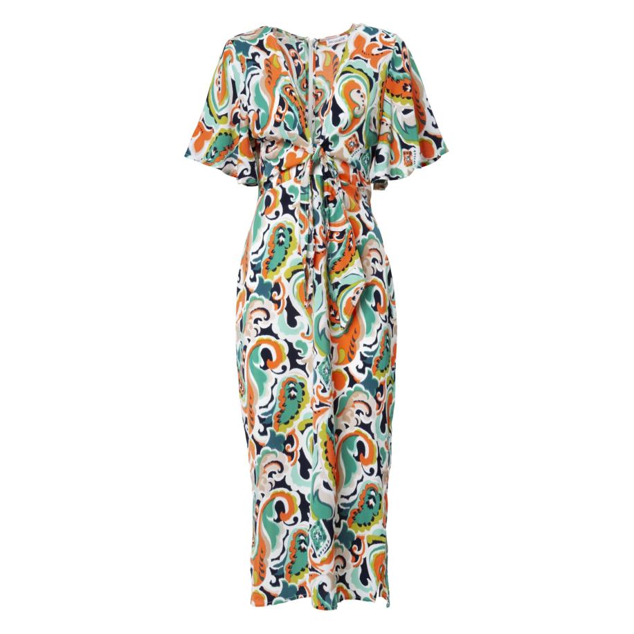 Influencer Influencer Jurk smaragd / oranje / zwart / wit -