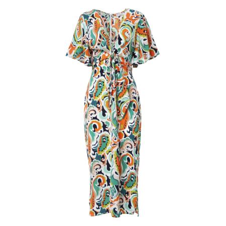 Influencer Influencer Jurk smaragd / oranje / zwart / wit