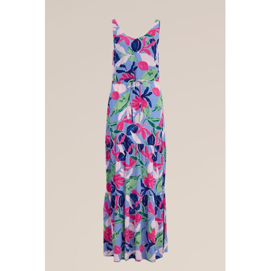 WE Fashion Dames maxi-jurk met dessin - Regular fit - Multikleur - Viscose - Maat: M Multicolor