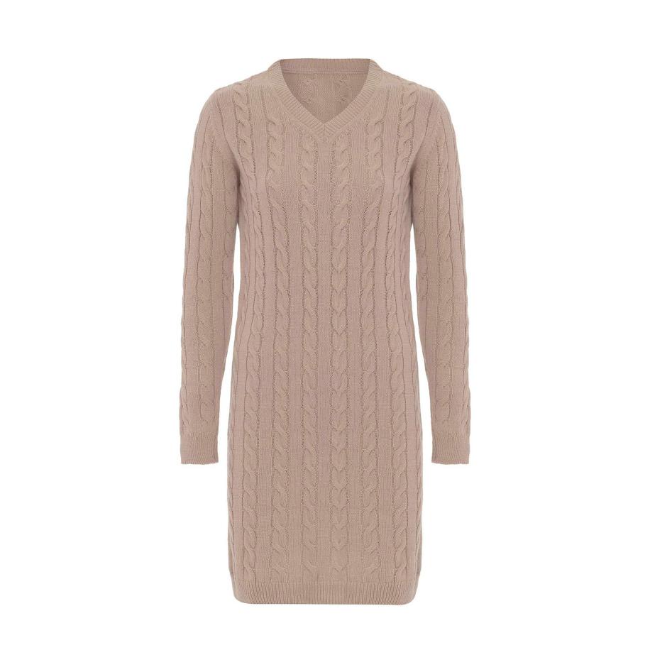 Moxx Paris Moxx Paris Gebreide jurk beige -