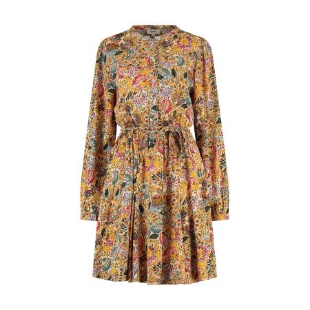 Shiwi Shiwi Jurk Josette turquoise / mosterd / koraal / wit