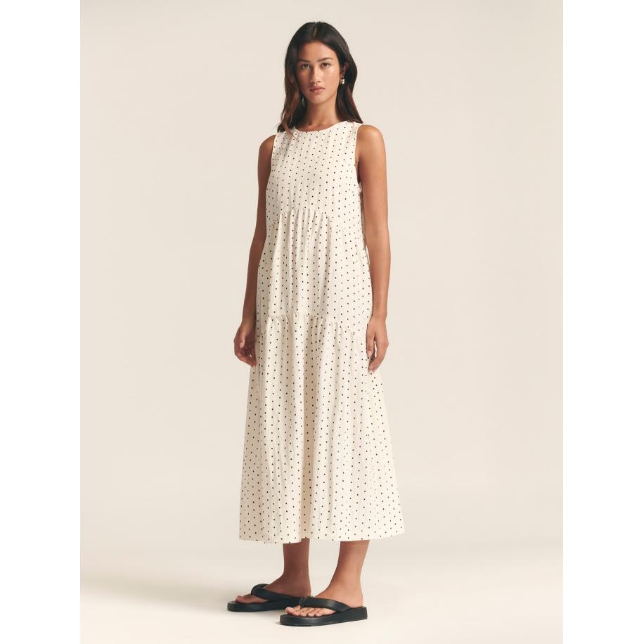 St MRLO Jurk REMI TIERED DRESS crème / zwart Bruin