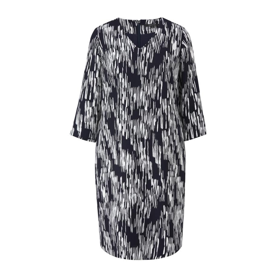 Comma COMMA Jurk navy / wit -