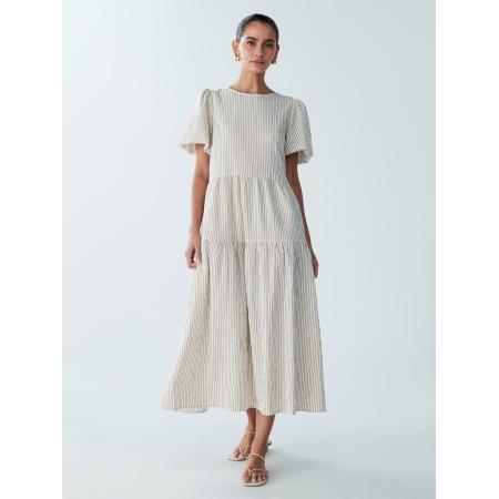 St MRLO Jurk Sitia beige / wit