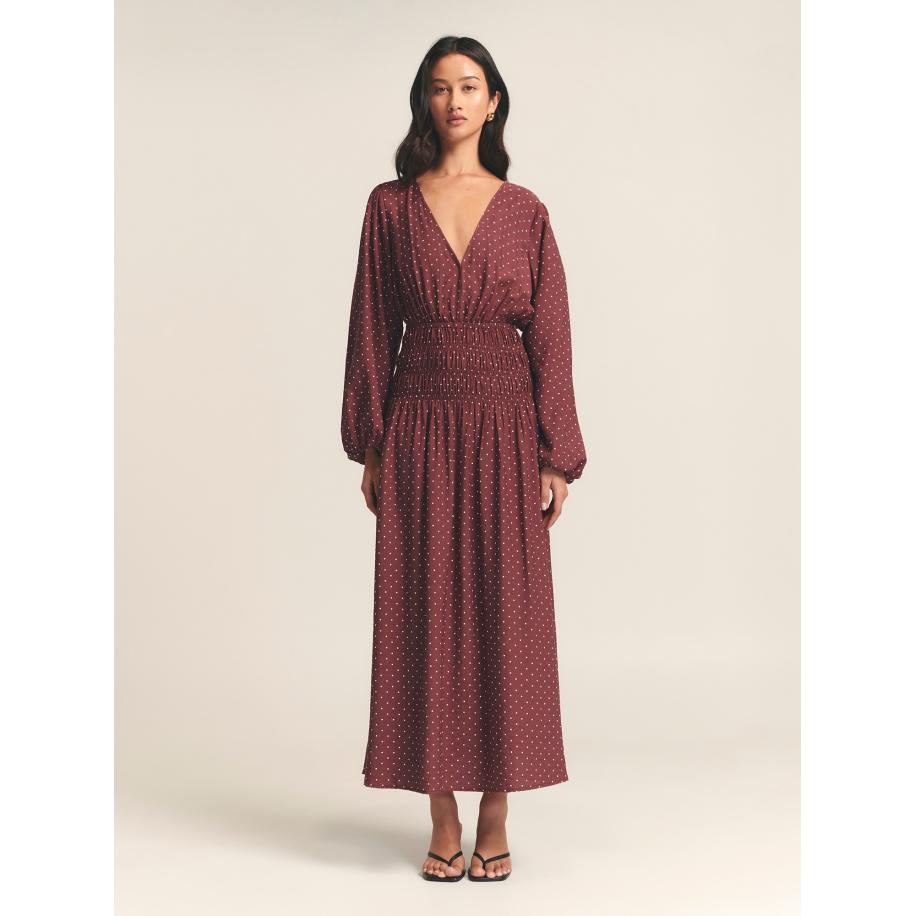 St MRLO St MRLO Jurk May Gather donkerrood / wit -