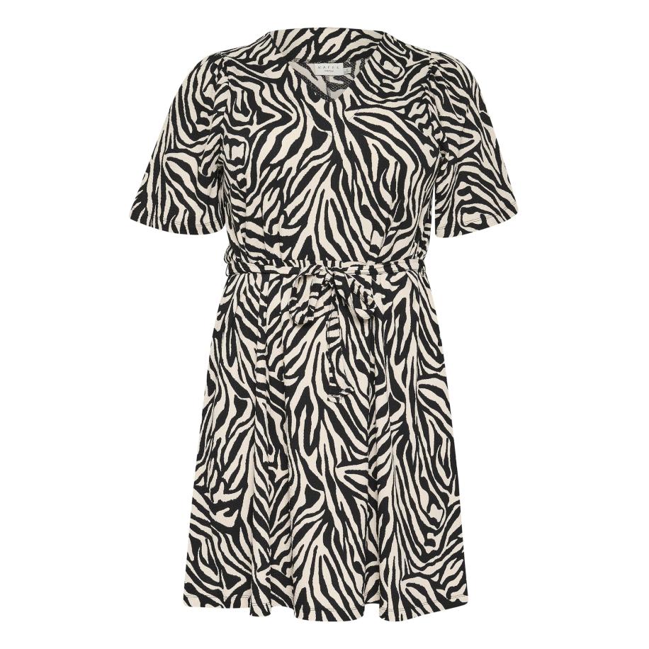 KAFFE CURVE Jurk Elisy beige / zwart Multicolor