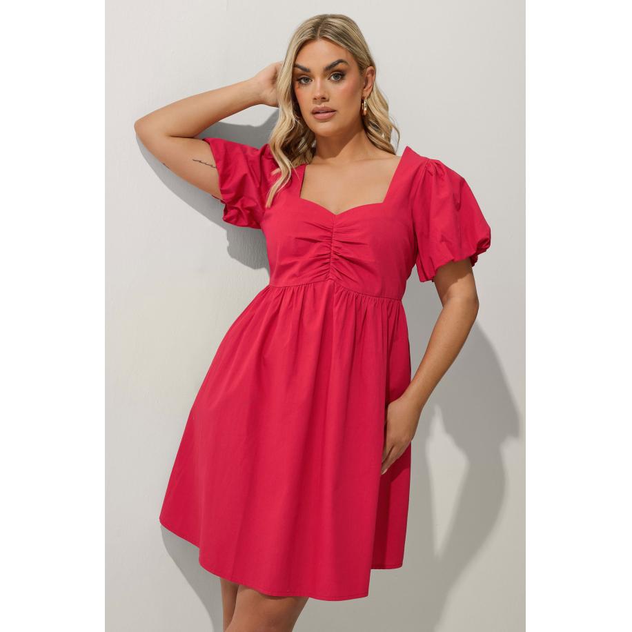 Limited Collection Mini Jurk Met Korte Pofmouwen In Rood Size 58-60 Rood