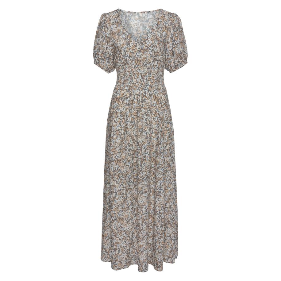 VIVANCE VIVANCE Jurk beige / duifblauw / bruin / wit -