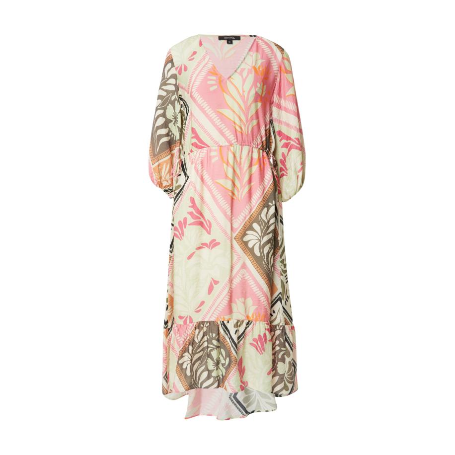 Comma COMMA Jurk beige / olijfgroen / oranje / pink -