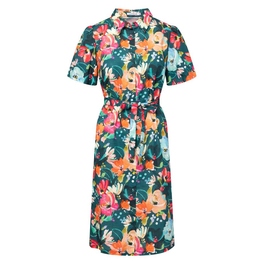 Quiosque Quiosque Blousejurk smaragd / gemengde kleuren -