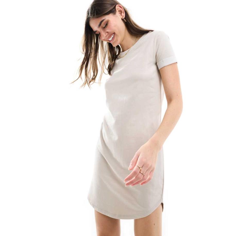JDY Mini T-shirtjurk in stone-Neutraal Multicolor