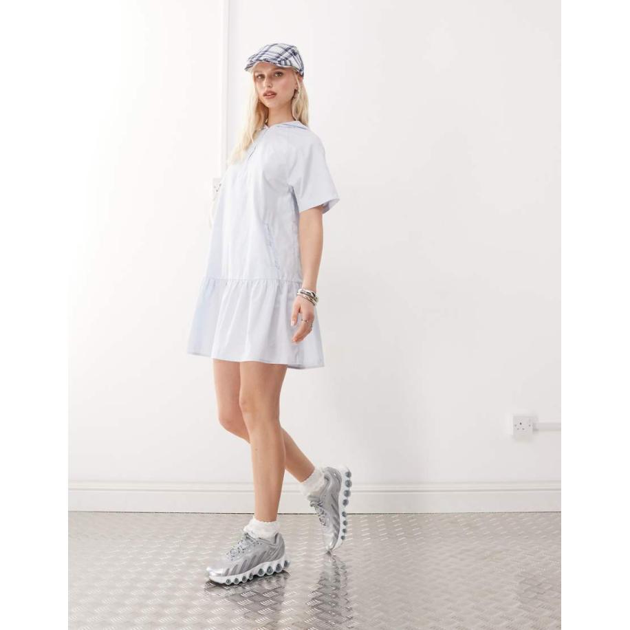 COLLUSION Sportieve mini-jurk met capuchon-Blauw Blauw