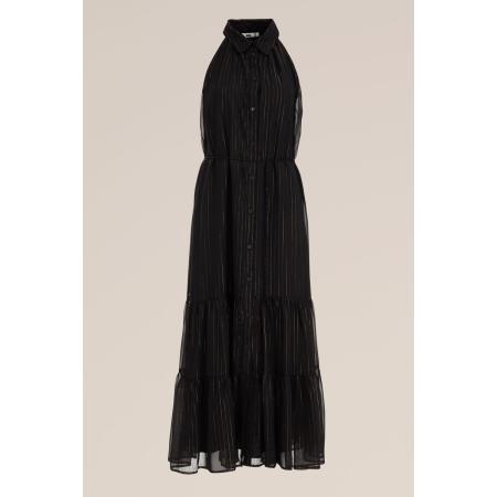 WE Fashion Dames maxi-jurk met glittergaren - Regular fit - Zwart - Maat: M