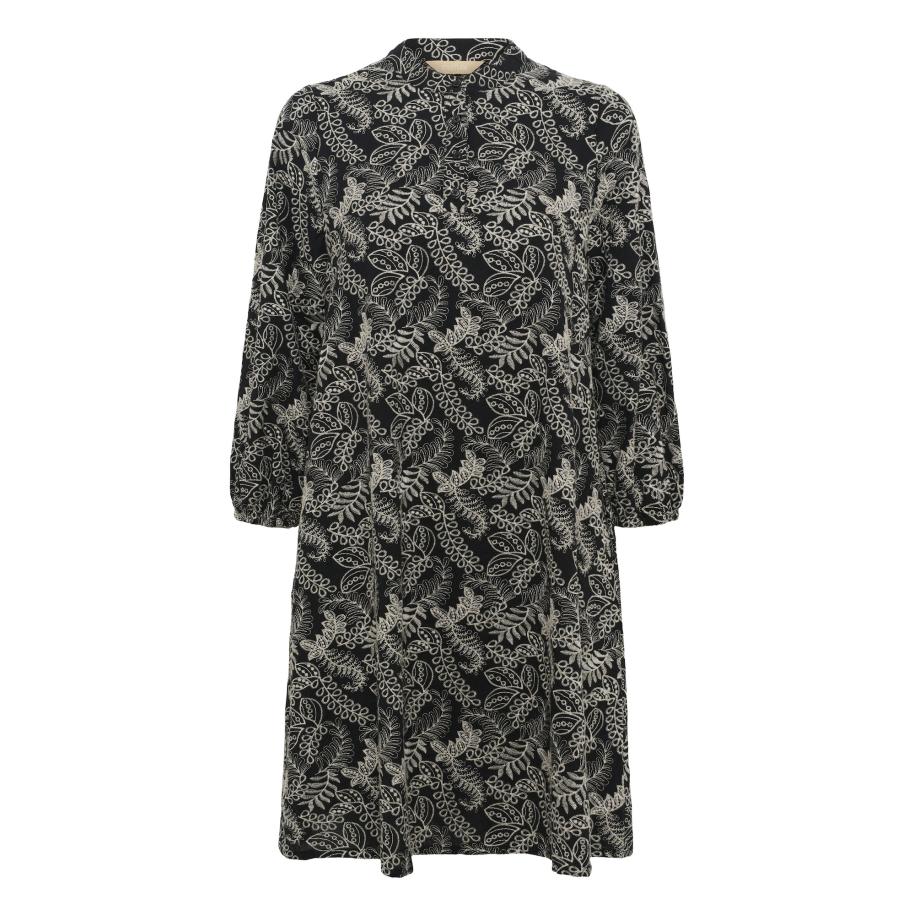 Culture CULTURE Jurk pasteelgeel / zwart -