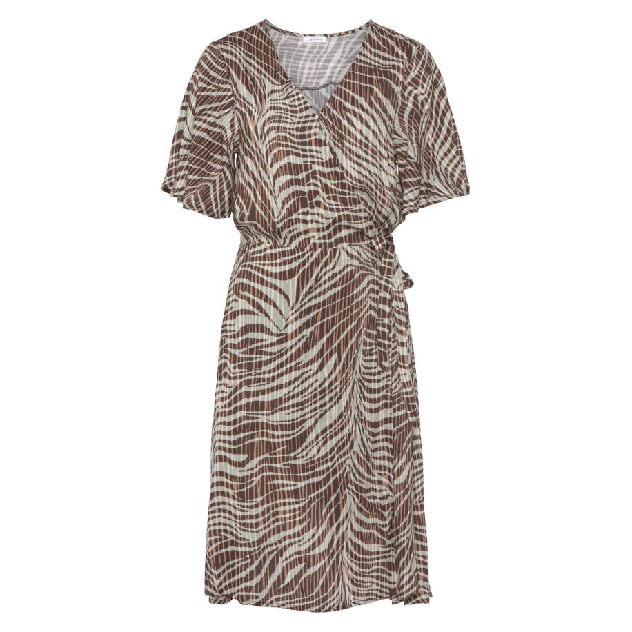 Lascana LASCANA Jurk bruin / lichtbruin / wit -