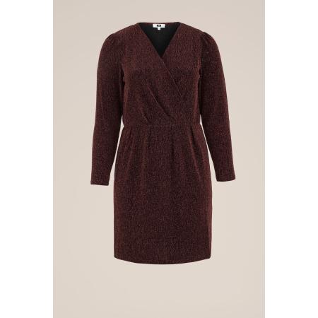 WE Fashion Dames jurk met glittergaren - Curve - Regular fit - Rood - Plus Size Maat: 52