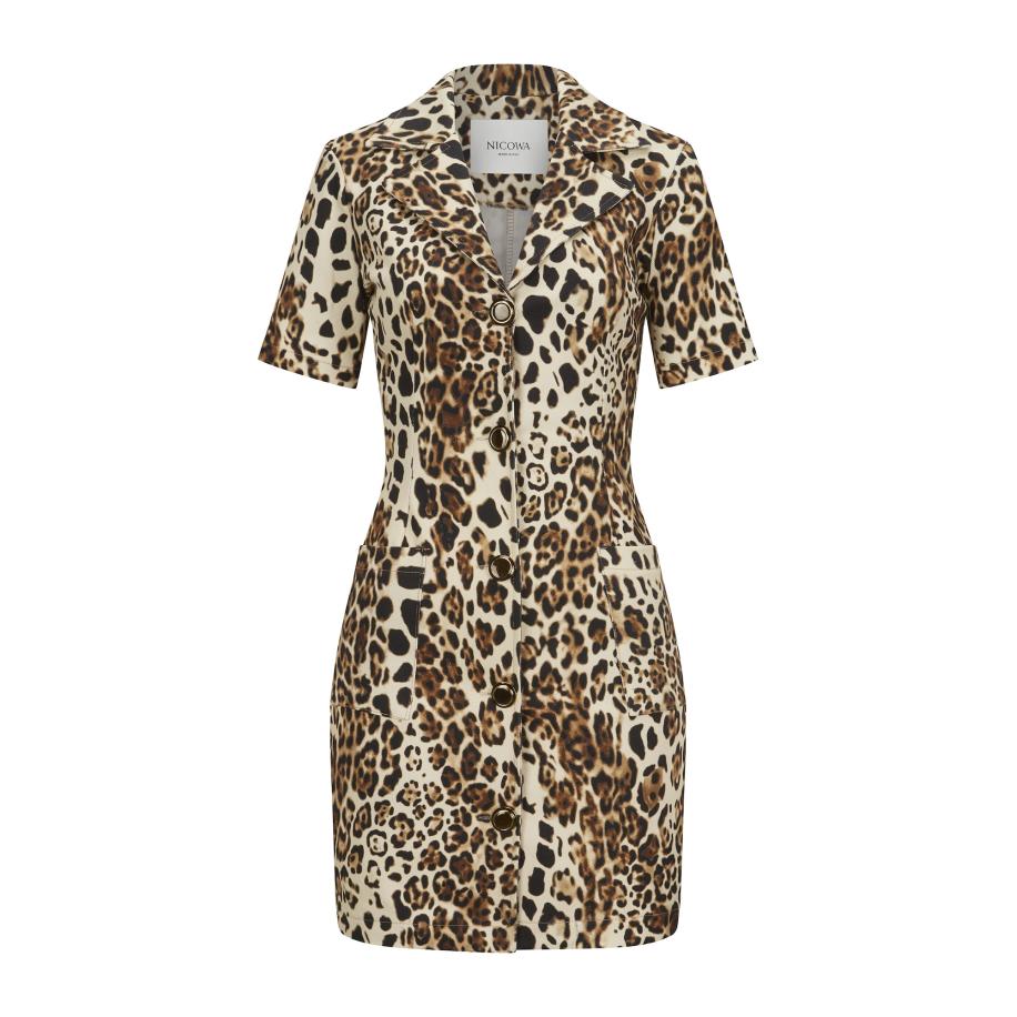 Nicowa Nicowa Blousejurk Rilona crème / cognac / zwart -