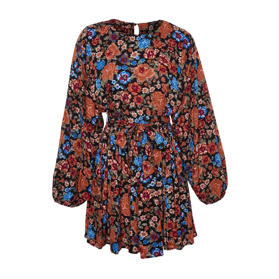 Trendyol Trendyol Jurk azuur / groen / roestrood / zwart -