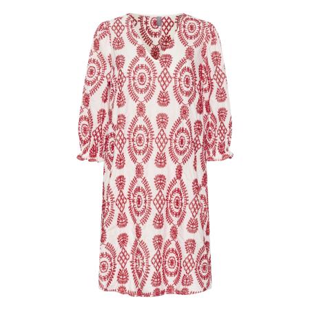 Culture CULTURE Jurk tia cranberry / wit