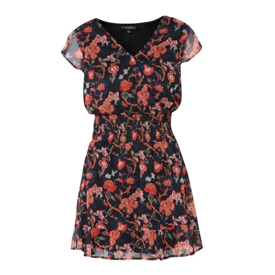 KOROSHI KOROSHI Zomerjurk donkerblauw / rood / wit -