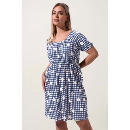 Limited Collection Curve Blue Daisy Gingham Minijurk Size 54-56