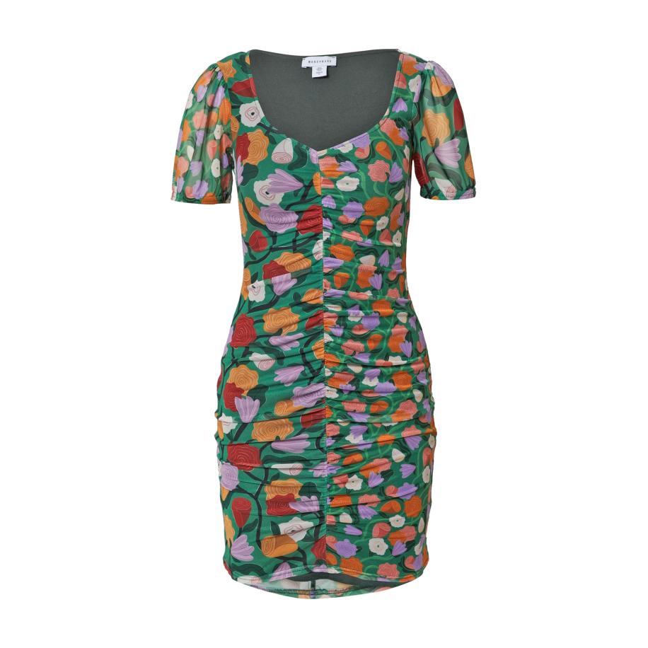 Warehouse Warehouse Jurk Rose England donkergroen / lila / oranje / lichtrood -