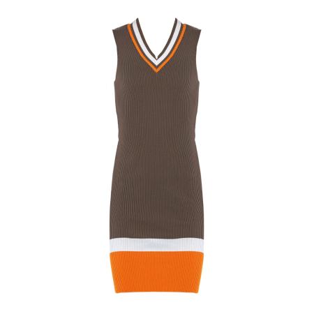 Dandalo Dandalo Gebreide jurk kaki / oranje / wit