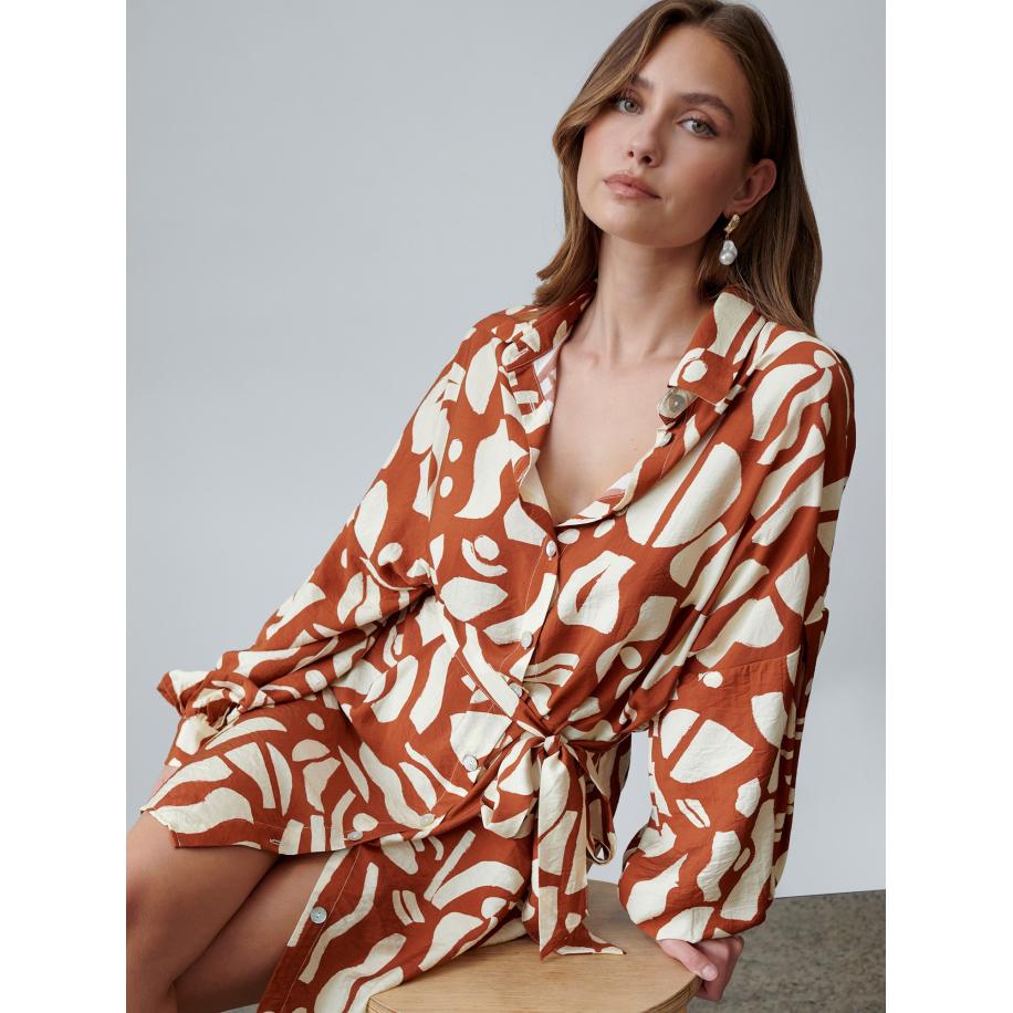 St MRLO Jurk Bligh ecru / bruin Bruin