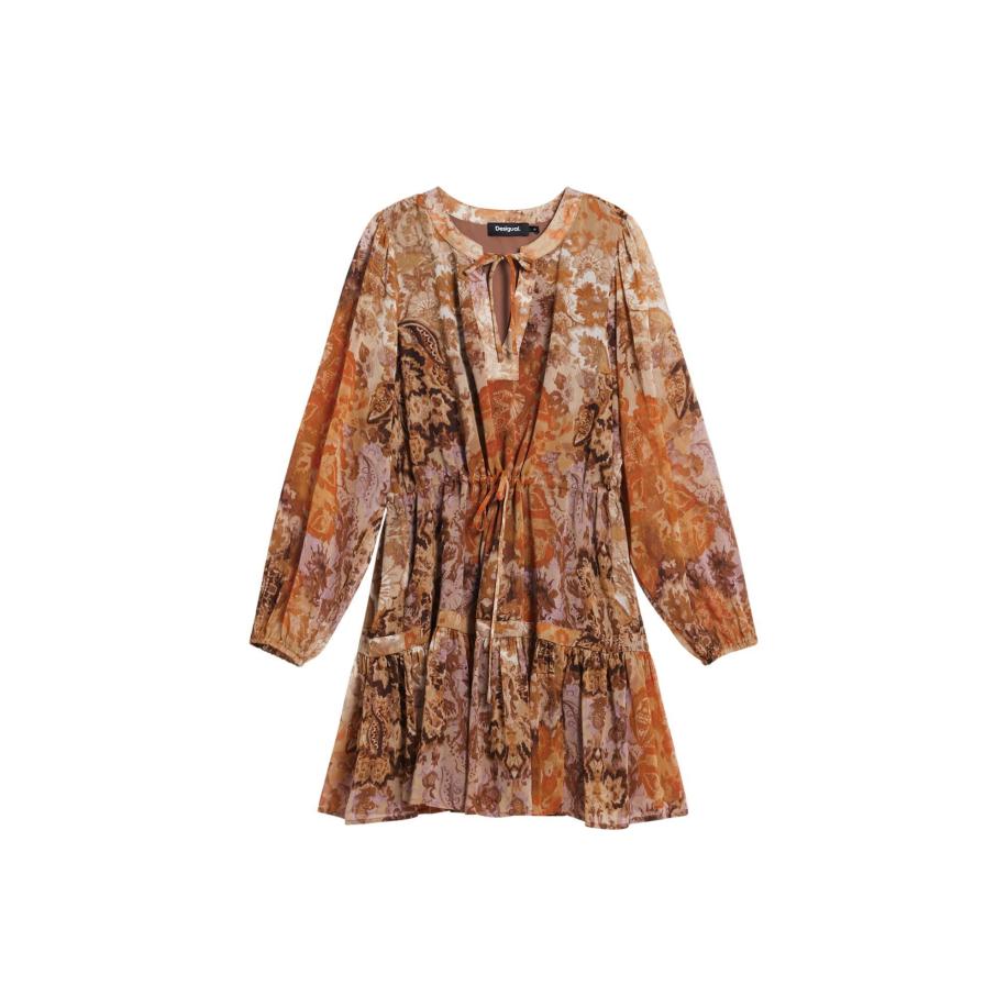 Desigual Desigual Jurk bruin / lichtoranje / donkeroranje / offwhite -