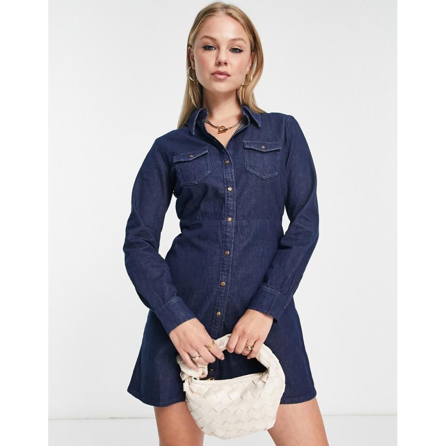 & Other Stories Denim mini-overhemdjurk in donkerblauw Blauw