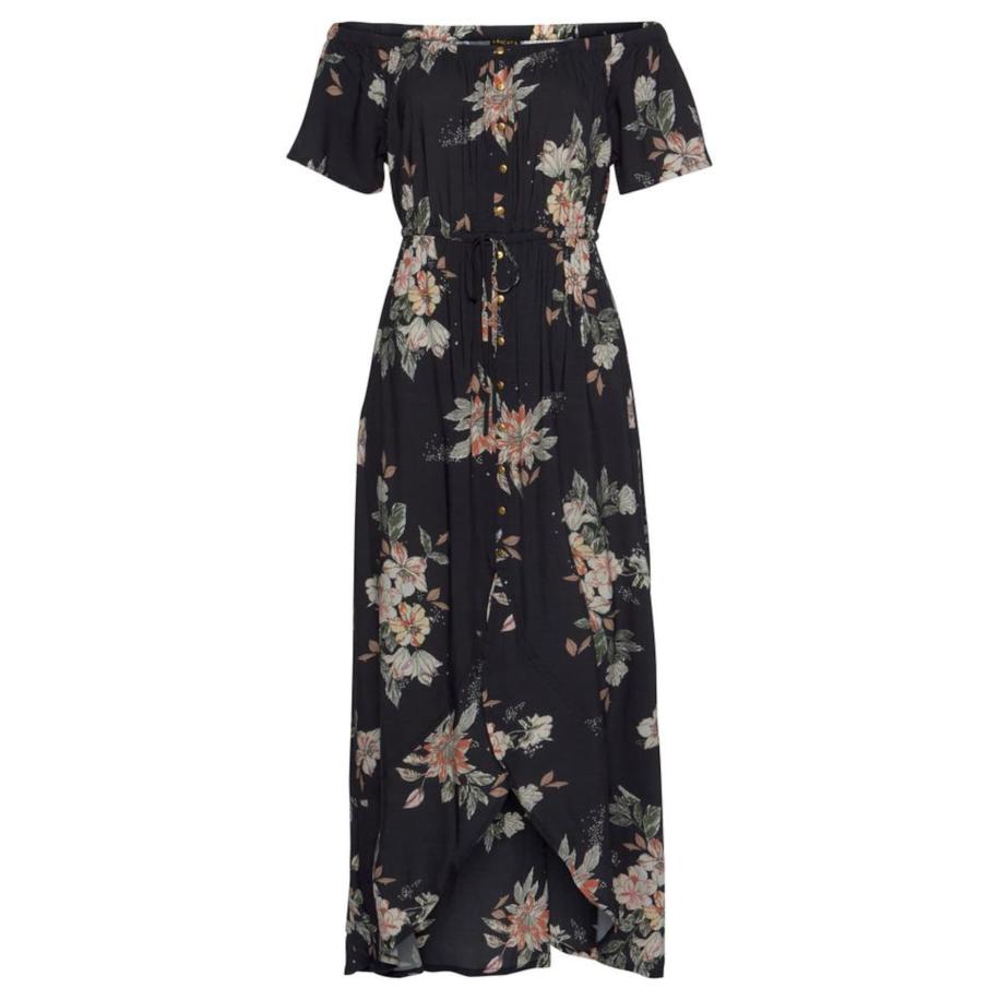 Lascana LASCANA Zomerjurk lichtgeel / lichtgroen / lichtoranje / zwart -