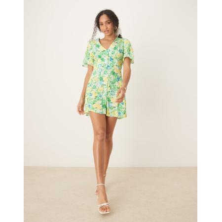 Nobody's Child Alexa Mini-jurk met fijne print in groen en geel