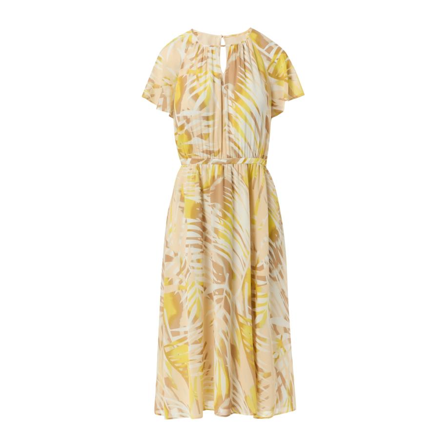 COMMA Jurk geel / wit Geel