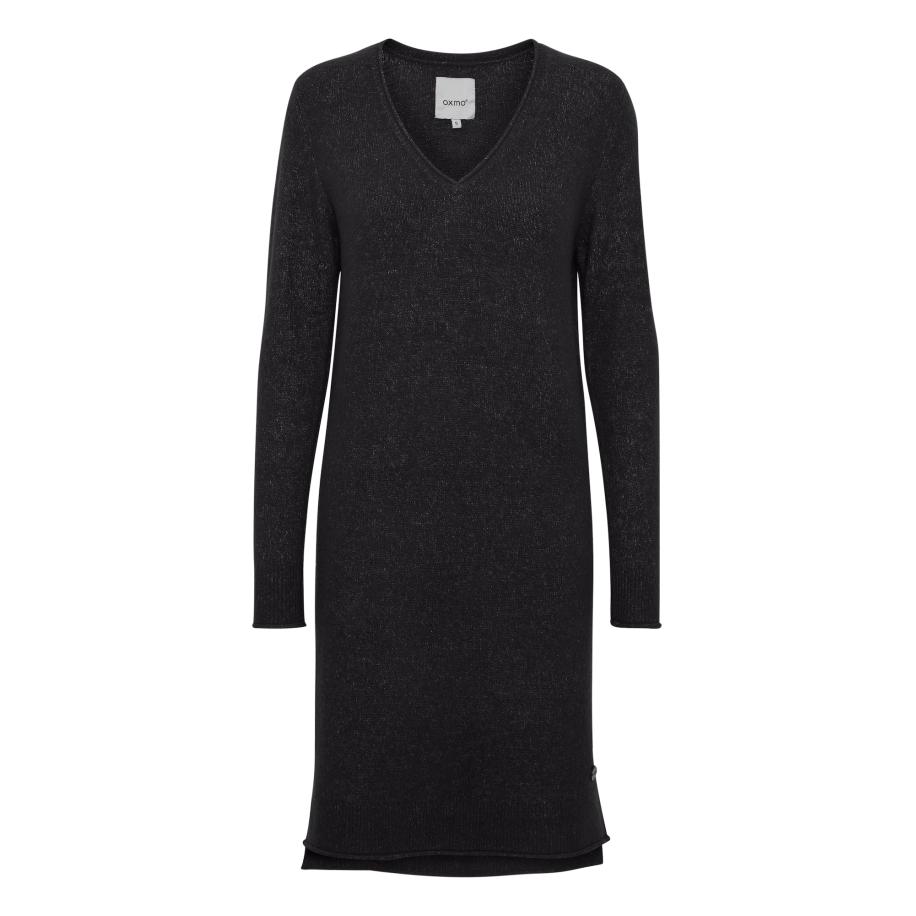 Oxmo Oxmo Gebreide jurk Ida zwart gemêleerd -