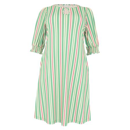 Yoek YOEK Jurk smaragd / fuchsia / wit