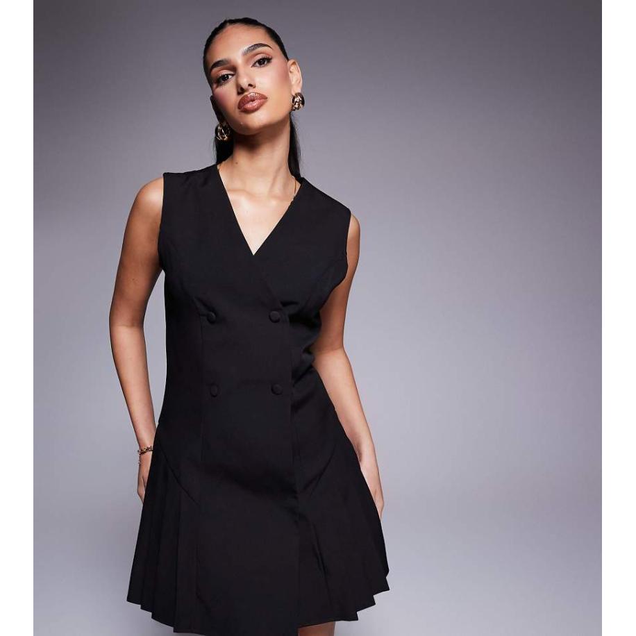 Kaiia Exclusives Elegante mouwloze mini jurk met plooien aan de voorkant in zwart Zwart