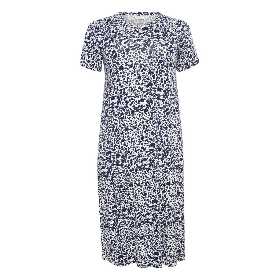 KAFFE CURVE Jurk Charlotta marine / wit Blauw