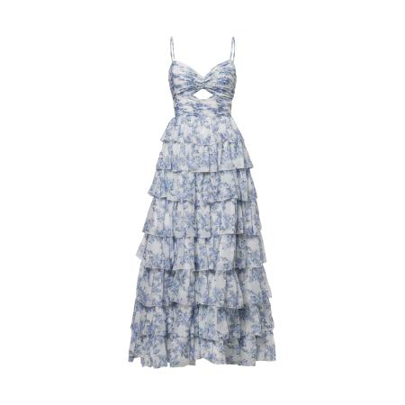 HEY KYLA Avondjurk hemelsblauw / olijfgroen / wit