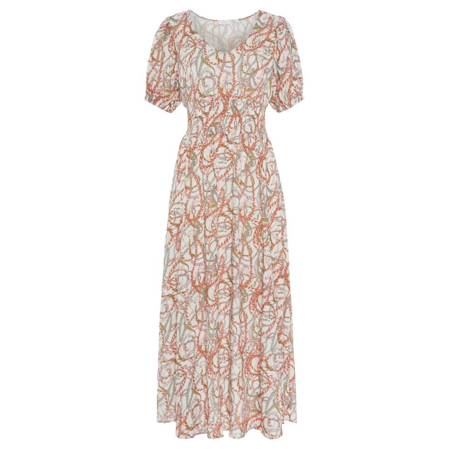 Lascana LASCANA Jurk crème / groen / donkeroranje -