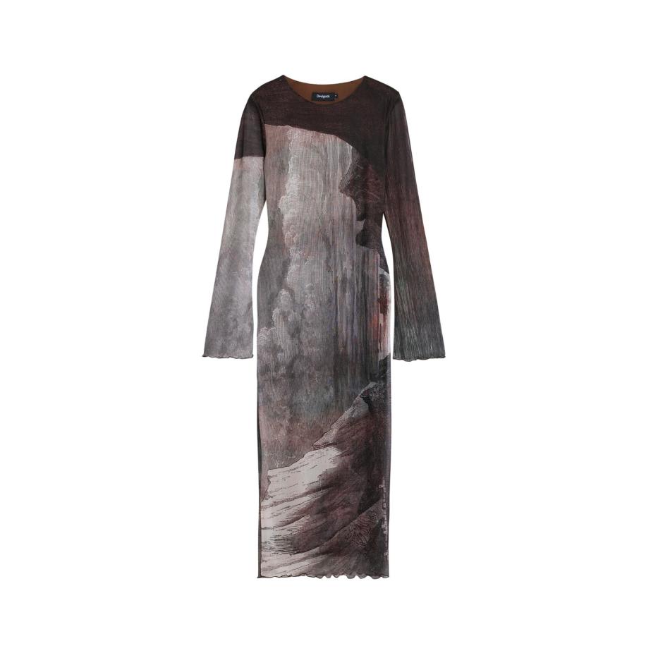 Desigual Desigual Jurk donkerbruin / wit -