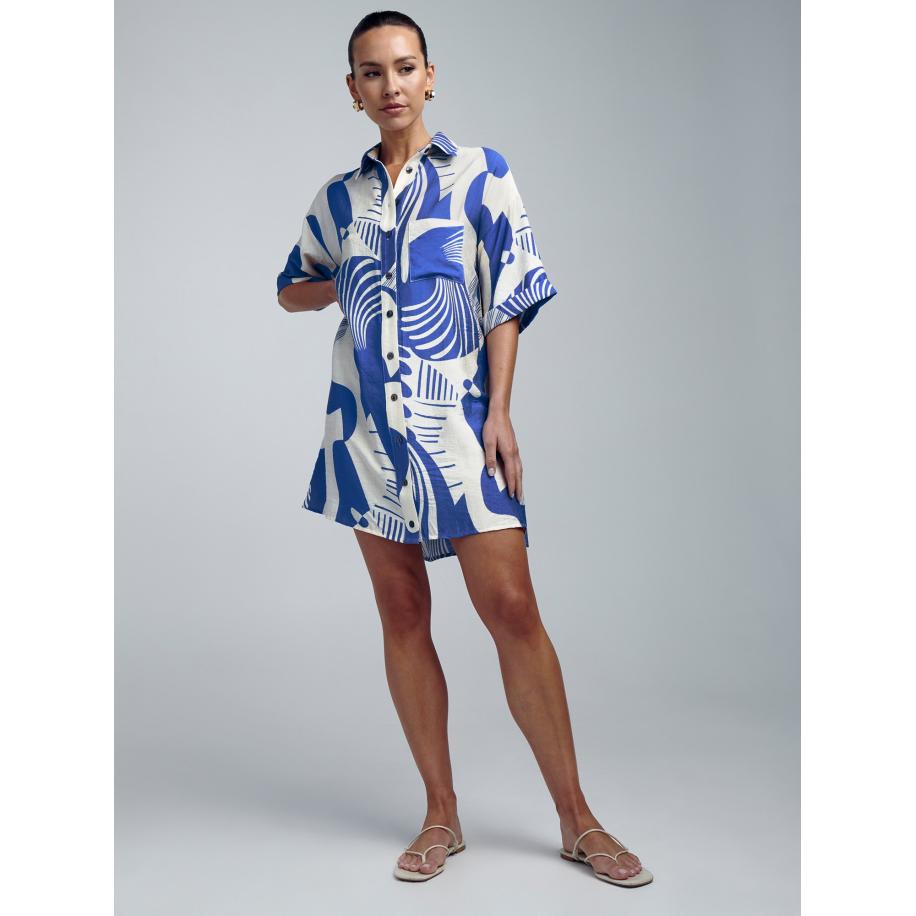 St MRLO Blousejurk Nessa blauw / wit Blauw