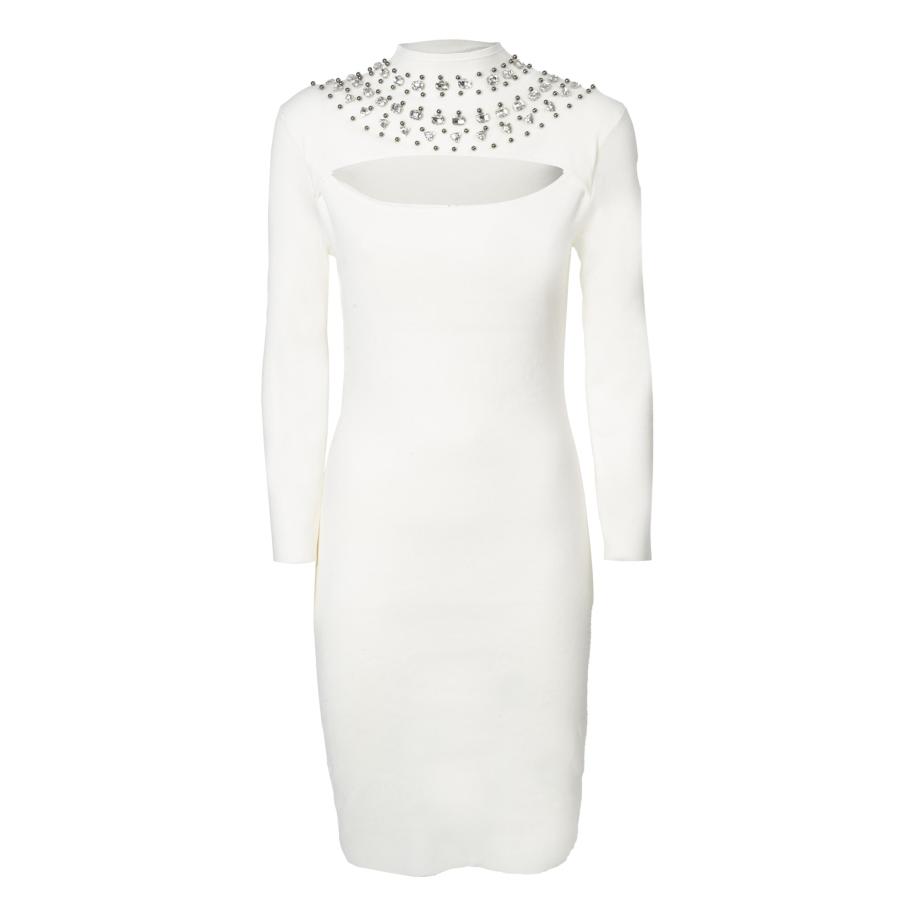 Influencer Influencer Gebreide jurk offwhite -