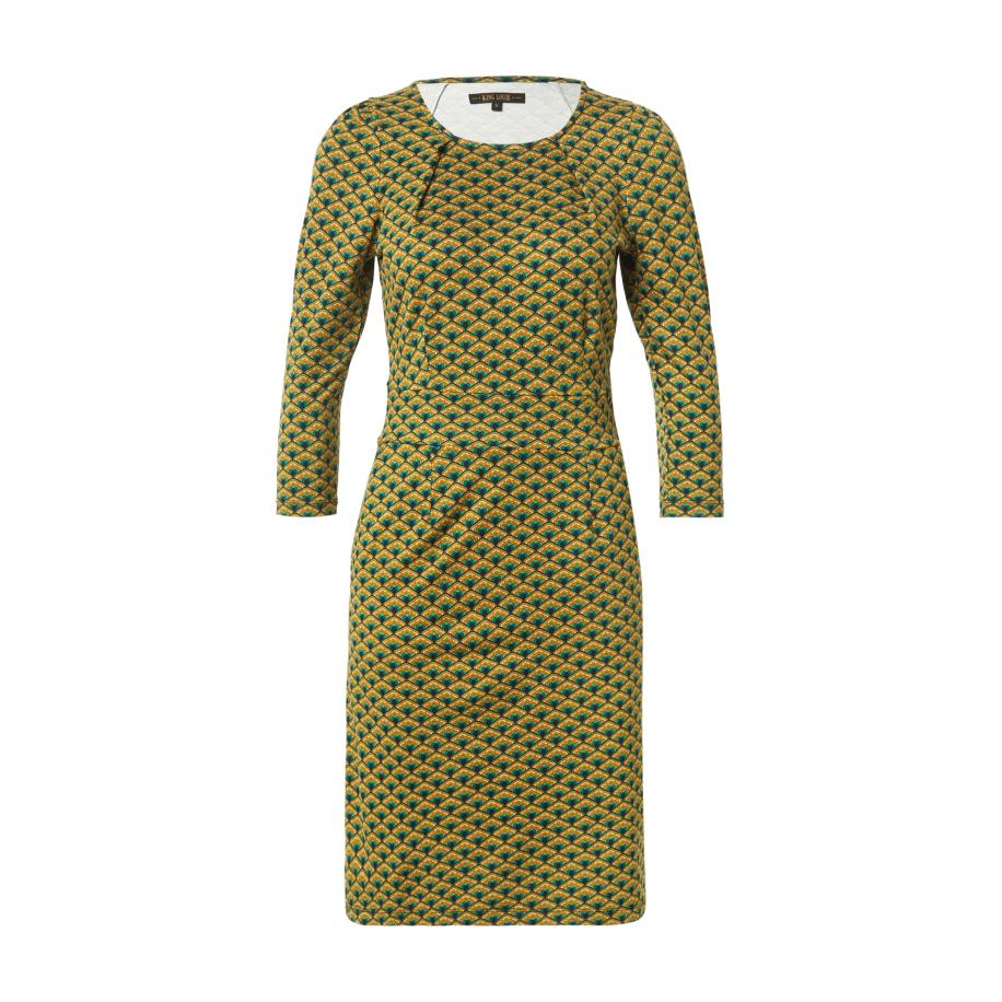 King Louie King Louie Jurk Mona cognac / olijfgroen / smaragd / zwart -