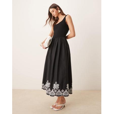 Nobody's Child Colorado Geborduurde midi jurk in zwart