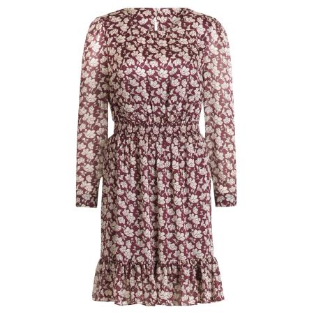 Cartoon Jurk taupe / wijnrood