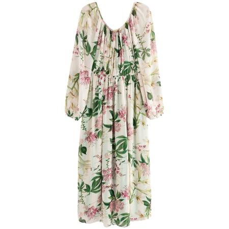 Next Next Jurk smaragd / pastelgroen / eosine / pastelroze