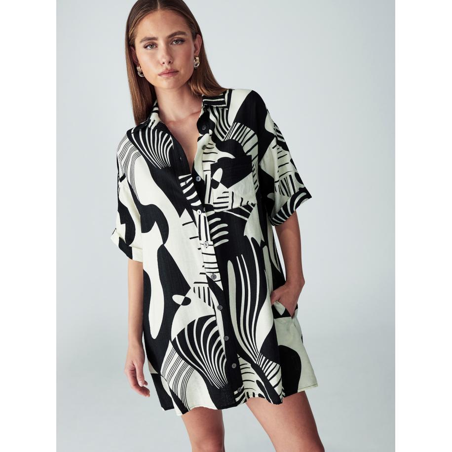 St MRLO Blousejurk Nessa zwart / wit Zwart