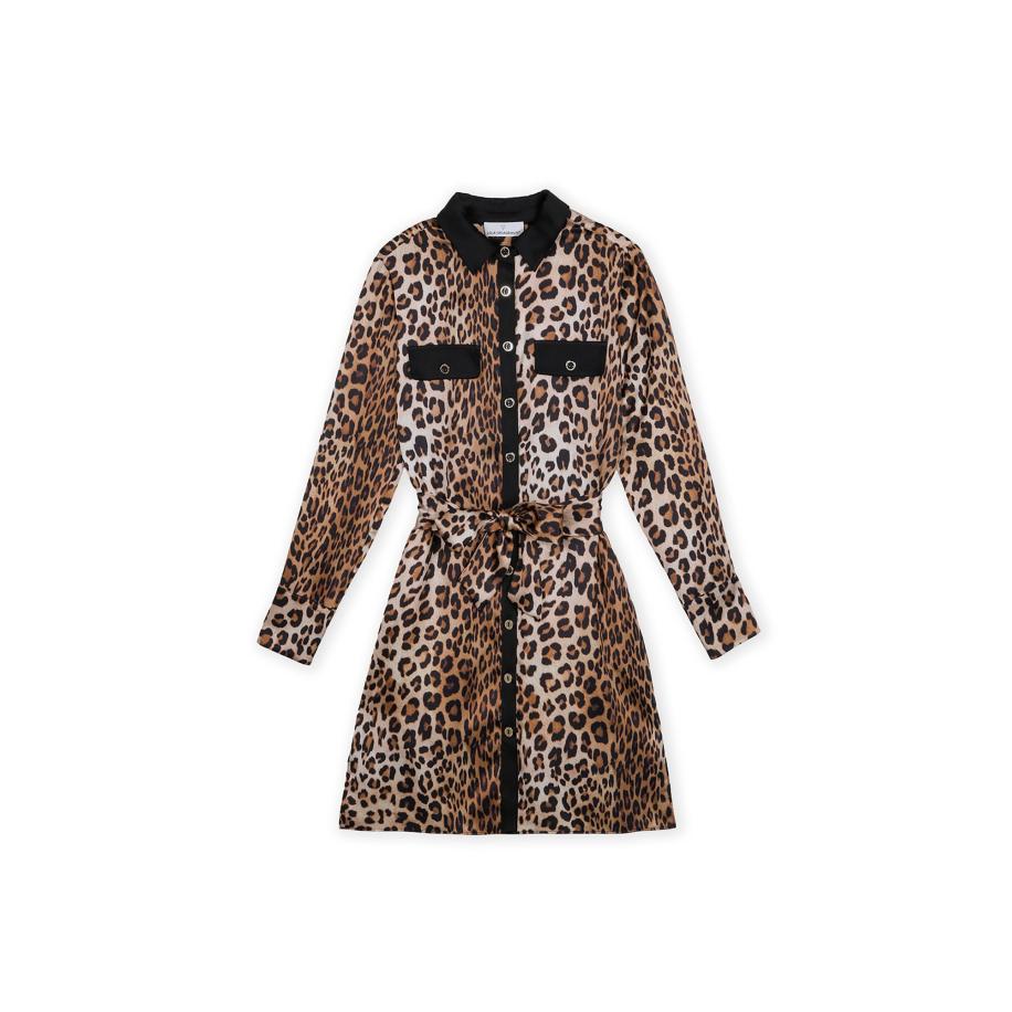 Lola Casademunt Lola Casademunt Blousejurk beige / bruin / zwart -