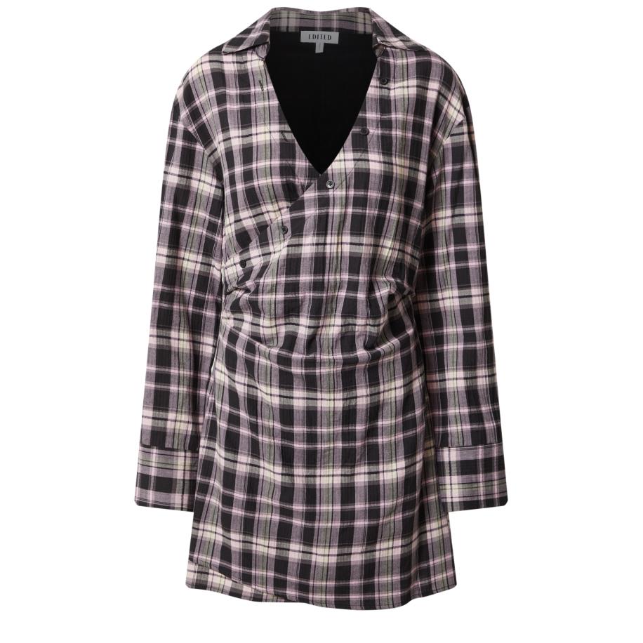 EDITED EDITED Jurk Calla pastelgroen / pruim / zwart -