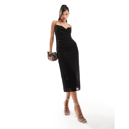 River Island Midi-slipdress met kralen in zwart